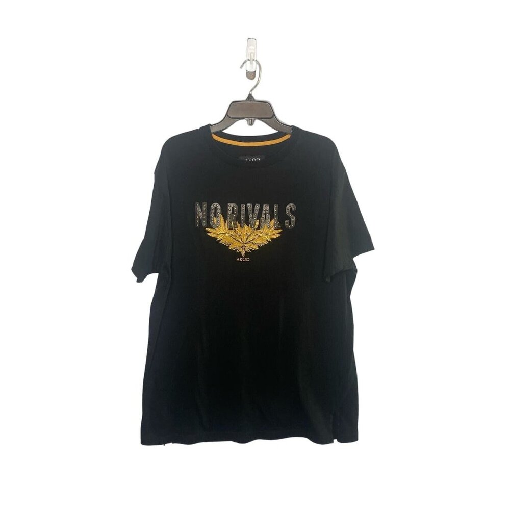 AKOO Graphic T-shirt Men's size XXL Short Sleeve No Rivals Black Gold